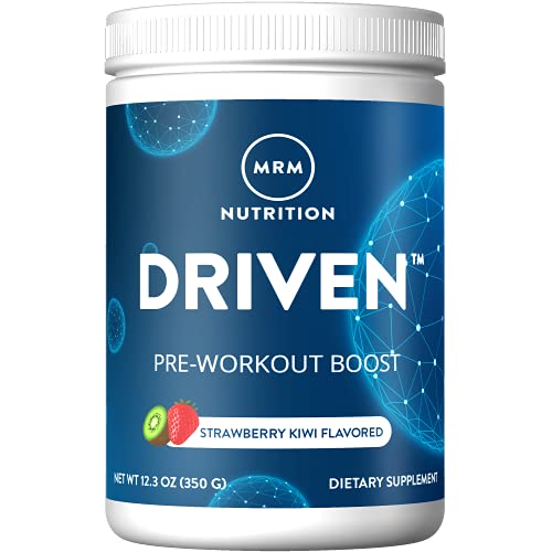 MRM Nutrition Driven Pre-Workout Powder | Strawberry Kiwi Flavored | 125mg Caffeine | Pure Ingredients| Muscle + Hydration + Energy Blends | Performance Energy | Vegan + Gluten-Free | 29 Servings