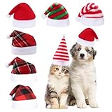 RoseYouth 6 Pcs Different Christmas Patterns Dog Cat Pet Santa Hat - Christmas Hats Costumes Santa Hat Xmas Photo Props for Puppy Kitten Small Cats Dogs-Soft Breathable and Comfortable Festival Hat