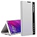 Oihxse Coque Compatible pour Samsung Galaxy Note 10 Plus Cover Clear View Flip Translucide Standing 360°Protection Ultra Mince Cuir PU Etui Anti-Rayures Antichoc Housse Bumper (Argent)
