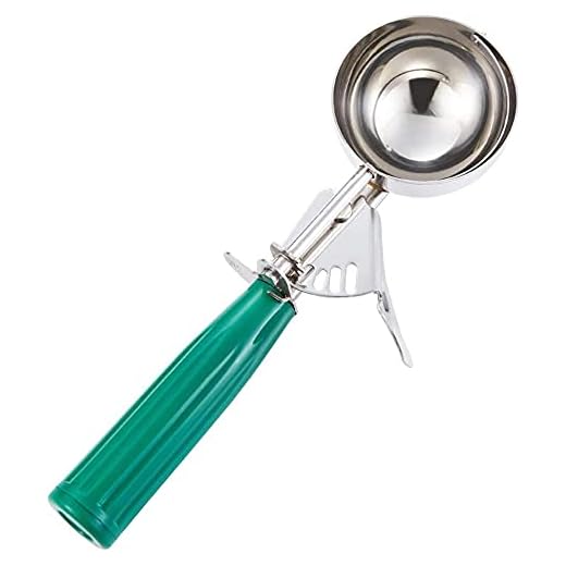 A-Line 3.25 Ounce Portion Scoop, 1 Durable Cookie Scoop - #12, With Green Handle, Stainless Steel Disher, For Portion Control, Scoop Cookie Dough, Cupcake Batter, or Ice Cream