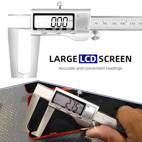 Disc Brake Rotor Micrometer Calipers,Metal Disc Brake Digital Micrometer Caliper Measuring Tool,LCD Inch Metric Fractional Unit Screen,0-150mm High Accuracy Measuring Tool-Inch/Metric Convers