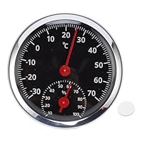 Mechanisches Thermometer Hygrometer für Auto und Innenräume - Keine Batterie, Analoge Luftfeuchtigkeitsmesser mit Hoher Genauigkeit mit Wandmontage, Aluminium -Zifferblatt,