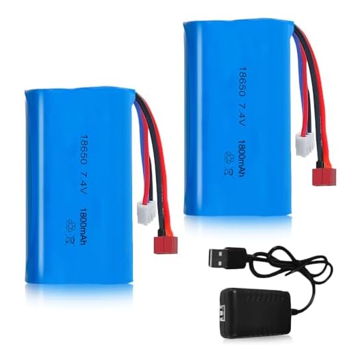 SGZIOO 2PCS 7.4V 1800mAh Li-ion Akku, Wiederaufladbare RC Akku 7.4v mit XH-3P Stecker und USB Ladegerät, 18560 Li-ion Battery für RC Drone Fahrzeuge Roboter Boat Airplane Monstertruck Quadcopter