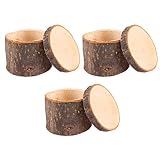 3 Pcs Wooden Ring Box Small Round Unpainted Wooden Ring Case Natural DIY Wedding Ring Container Jewe