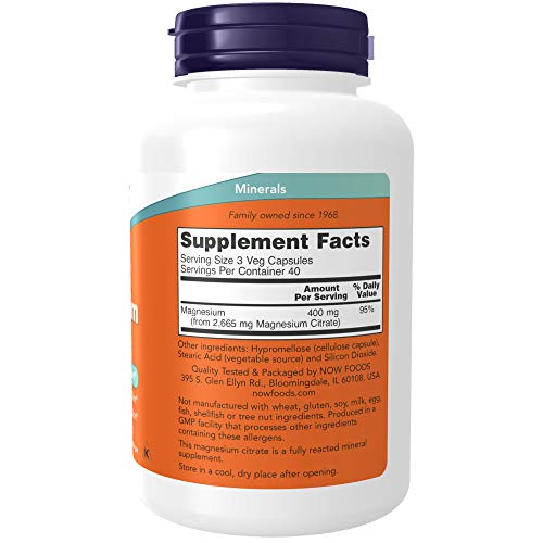Now Supplements, Magnesium Citrate, Enzyme Function*, Nervous System Support*, 120 Veg Capsules #TOP1