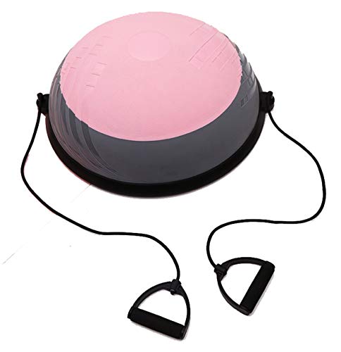 Foto von MIIGA Yoga Gymnastik-Ball mit Widerstandsbändern und Luftpumpe effektives Kraft-Training entspanntes Yoga Fitness-Training fördert die Balance löst Verspannungen (Rosa)