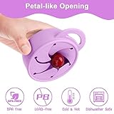 Vicloon Collapsible Silicone Baby Snack Cup, Baby Snack Cup, Silicone Snack Cup Non Spill Snack Pot for Baby, Snack Catcher Food Cup with Lid, Snack Pot for Toddler (Purple) - Image 4