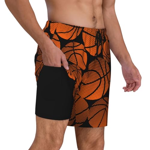 Mens Swim Trunks Short with Compression Liner 7 Inch Swimming Trunks Quick Dry