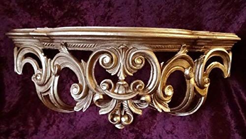 Barokowa konsola ścienna lustrzana półka antyczne ornamenty Cp72 50x20x24 złoty