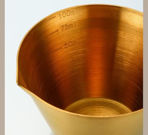 Image of NILKANTH 100ml / 3.4oz Espresso Measuring Cup - Gold Stainless Steel Shot Glass with Spout, Barista Tool for Coffee, Milk & Sauce Measurement
