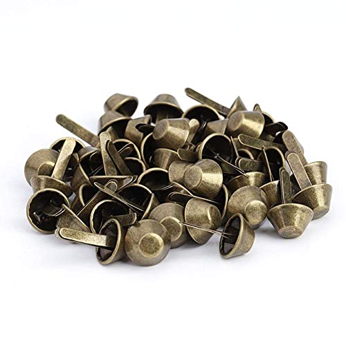 50PCS Plate Bottom Stud Bag Feet Flat Metal Bag Feet Cone Studs Mushroom Spike Rivet Purse Feet Spike Nailheads Brad leathercraft Findings(10mm-Brass) Rivet Tools - Image 4