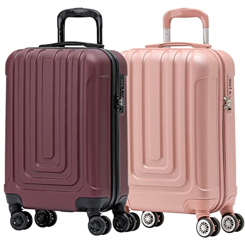 Flight Knight Premium Set of 2 Lightweight Cabin Suitcase - 8 Spinner Wheels - Built-in TSA Lock & USB Port - Luggage Approved for Over 100 Airlines Including easyJet, Ryanair & Jet2-55x35x20cm
