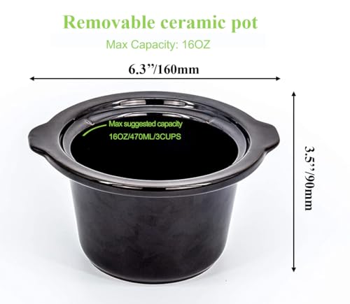 Mini Slow Cooker 0.65qt(20oz) warmer, fondue pot set,chocolate melting pot (stainless steel)… (red)