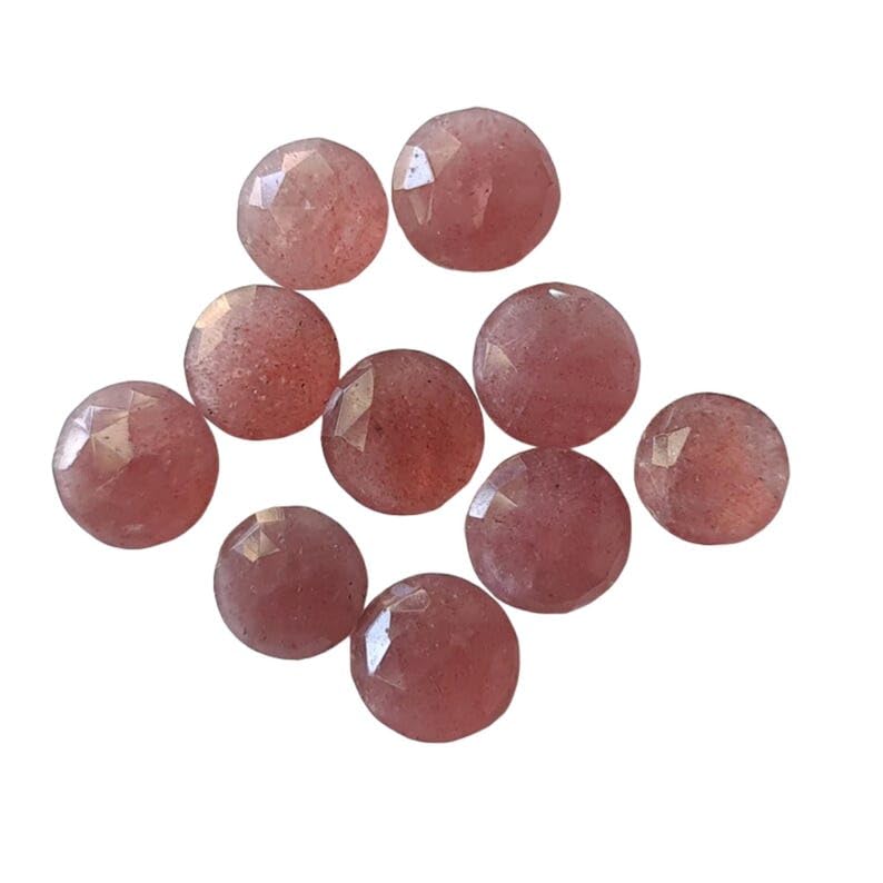 Cabochons en quartz fraise 15mm pierre naturelle en vrac pour création bijoux facettés