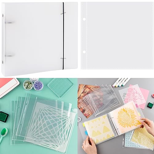 Image of Cookie Stencil Storage Binder Die Cut and Stamp Storage Folder Baking Stencil Organizer Scrapbooking Cutting Dies Stencil Storage Book Collections Case Organizer for 6 inchx6 inch Stencils Dies Stamps