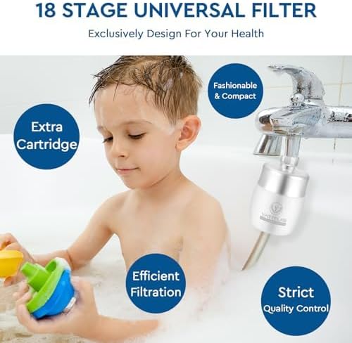 Miniatura 7 de Cabezal de filtro de ducha para agua dura, juego de cabezal de ducha filtrado 18+2 etapas Filtros de ducha de alto rendimiento para eliminar