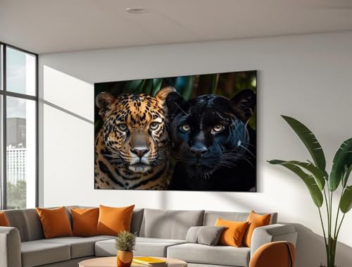 Tableau sur toile jaguar impression premium panthère noire avec cadre