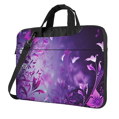 Sac bandoulière ordinateur étanche aux finitions soignées et motif floral violet raffiné