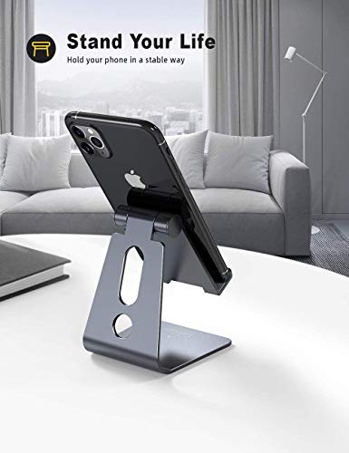 Lamicall Adjustable Cell Phone Stand, Desk Phone Holder, Cradle, Dock, Compatible With Phone 12 Mini 11 Pro Xs Max Xr X 8 7 6 Plus Se Charging, Office Accessories, All Android Smartphone - Gray #TOP1