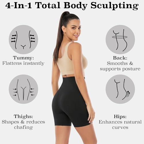 Image of Shoppy Villa High Waist Tummy Control Shapewear Shorts for Women, Seamless Body Shaper Butt Lifter Thigh Slimmer Compression Shorts, Breathable Sculpting Underwear Shapewear for Dresses