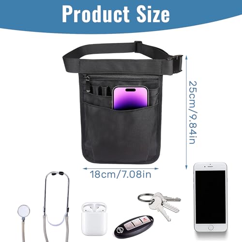 Krankenschwester Gürteltasche, Gürteltasche Einzelhandel Krankenschwester Organizer Krankenpflegetasche mit Verstellbarer Gürtel Fächern für Schere Pflegeset (Schwarz)