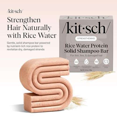 Image of Kitsch Rice Water Shampoo Bar Soap for Hair Growth - Made in USA, 3.5 oz | Strengthening Hair Shampoo for Women & Men - Reduce Breakage, Boosts Shine - Paraben, Silicone & Sulfate-Free Hair Care