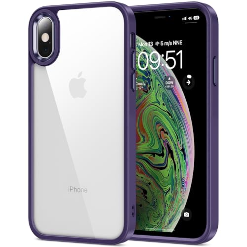 Image of HOOMIL Case for iPhone Xs Max 6.5-Inch, Non-Yellowing, Drop Protection, Anti-Scratch Transparent Hard Back Phone Cover - Dark Purple