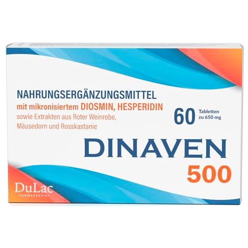 Hämorrhoiden und Venen Tabletten Dulàc, 60 Tabletten mit Diosmin, Hesperidin, Red Vine und Flavonoiden für Hämorrhoiden, Krampfadern, geschwollene Beine und Geplatzte Kapillaren - Dinaven