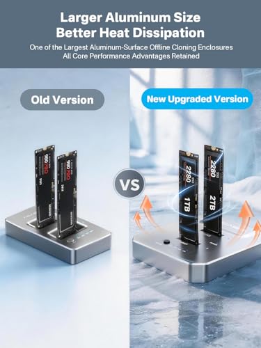 Image of ACASIS 20Gbps M.2 NVMe SSD Cloner & Docking Station, Dual-Bay Offline Duplicator with Aluminum Heat Dissipation Enclosure, Tool-Free USB Adapter for M Key PCIe NVMe SSD Reader