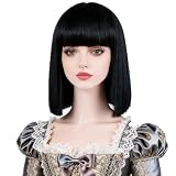 NiceLisa Black Cleopatra Wig Robin Short Straight BOB Egyptian Queen Adult Cosplay Wigs with Bangs