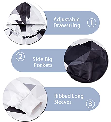 Mens Women Youth Hoodies Pullover 3D Black Grey Geometry Geometric Printed Graphic Sweatshirt Fashion Long Sleeve Teen Boy Girl Shirts Cool Jackets Novelty Funny Tops With Pockets #TOP2