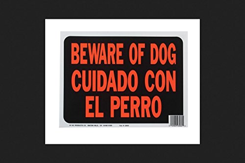 Hy-Ko Bilingual Beware of Dog - Cuidado Con El Perro Sign Plastic 9 in. H x 12 in. W