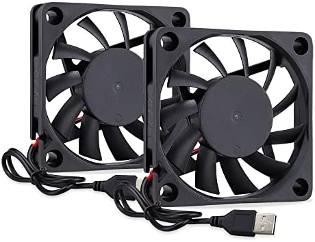 GDSTIME 60mm Fan 60 x 10mm USB Fan 6CM Computer Fan 3500 RPM PC Fan DC Brushless Cooling Fan 6010 Case Fan For Ventilation Fan Replacement 2Pcs