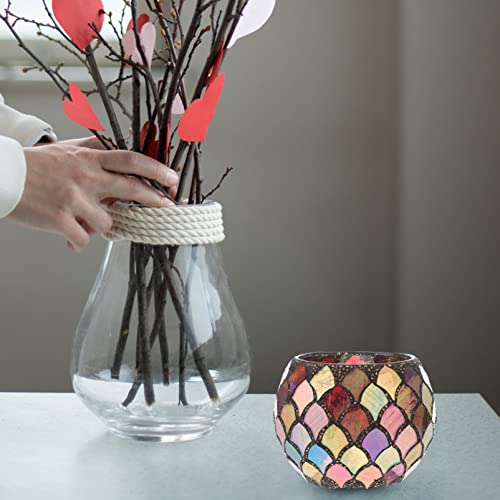 Osaladi Votive Candle Holder Centerpiece Mosaic Glass Tealight Holder For Home Decoration Wedding Birthday Party Table Centerpiece Decoration Red #TOP4