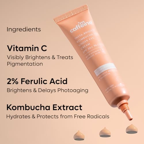 mCaffeine Kombucha Tea Under Eye Cream SPF 30+ PA++++ Reduce Fine Lines, Wrinkles & Dark Circles | Caffeine, Vit C & Peptides to Reduce Puffiness &... - Image 4