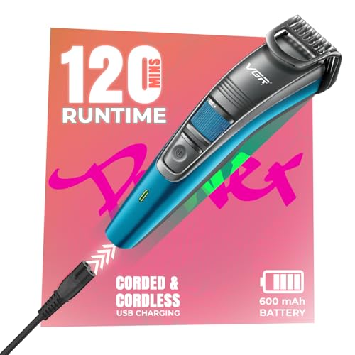 Image of VGR V-052 Beard Trimmer for Men| 12 Weeks of Trimming, 120 Min Runtime| USB Charging, Cordless Use| 20 Length Settings| Self Sharpening Stainless Steel Blades| Full Body Trimmer| 2-Year Warranty