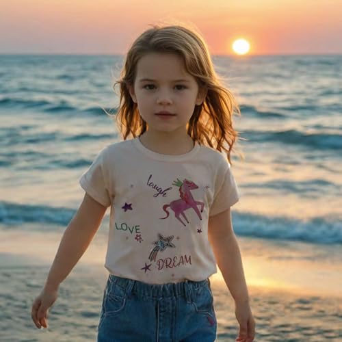 Image of Toddler Girl Short Sleeve Shirt Love Heart Top Girls 4th of July Shirts