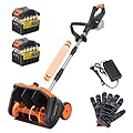Cordless Snow Shovel, 3500W Battery Snow Blower with Dual 6.0Ah Anti-Freeze Batteries & Base Plate, 25.6Ft Throw, 13Inx7In Brushless Snow Shovel with Wheels for Driveway Sidewalk Snow Removal