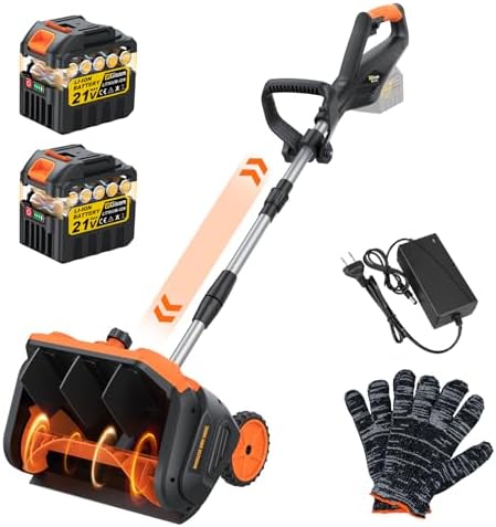 Cordless Snow Shovel, 3500W Battery Snow Blower with Dual 6.0Ah A...