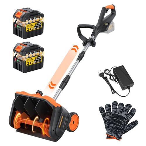 Cordless Snow Shovel, 3500W Battery Snow Blower with Dual 6.0Ah