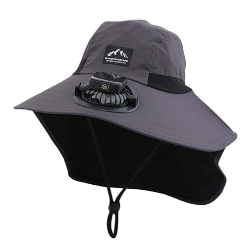 Generisch Cubierta solar para mujer para hombres y mujeres, UPF50+, ala ancha, para deportes al aire libre, verano, con tecnología, sombrero de sol recién nacido, gris, 40