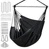Gocvo Hammock Chair Hanging Rope Swing - Hanging Chair for Bedroom, Patio, Indoor, Outdoor, Hammock