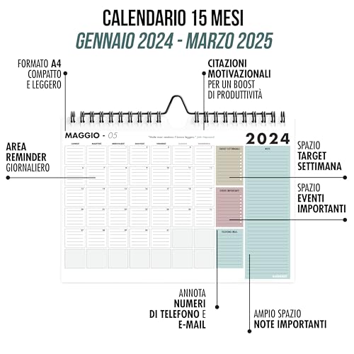 Calendario-2024-da-Muro-A4-Calendari-per-Parete-15-Mesi-Gen-2024-Mar-2025-Planner-da-Appendere-e-da-Tavolo-Mensile-210-x-297-cm