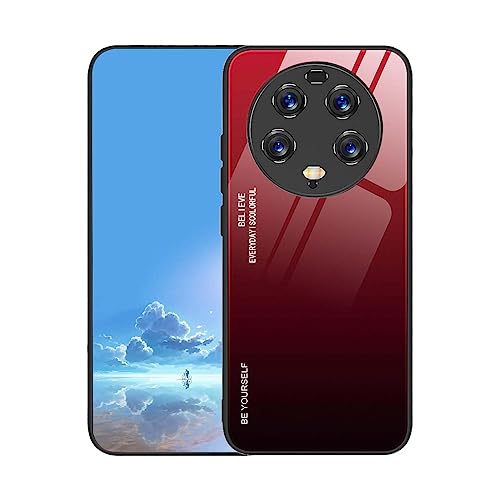UPLAI Funda para Xiaomi 13 Ultra 5G, Ultra Delgado Degradado de Color Vidrio Templado Antigolpes Carcasa, Silicona TPU Suave Elegante Estuche Caso.Negro Rojo