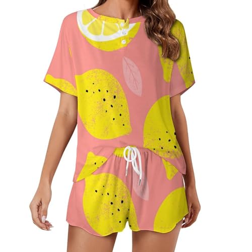 Pyjama femme imprimé fruit citron pour vos matinées ensoleillées et soirées cocooning d'été