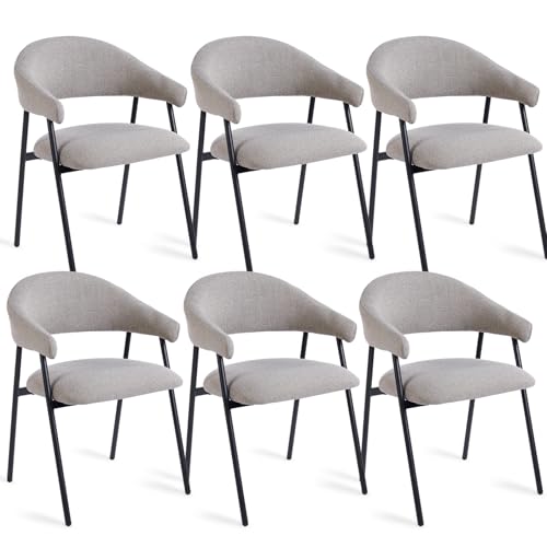 stone princess Lot de 2 Chaises de Salle à Manger Modernes: Chaises en Tissu Rembourré avec Accoudoirs Structure en Métal - Confort Chaises de Cuisine pour...