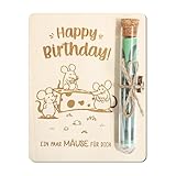 RhiVrillion Geldgeschenk zum Geburtstag aus Holz Happy Birthday Geldgeschenke mit Reagenzgläser Lustige Geburtstag Geschenke Geldverpackung für Damen Herren Mädchen Jungen