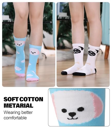Image of SDBING Womens Cat Socks Cute Gifts Animal Soft Breathable Thin Cotton Casual Crew Socks 5 Pairs