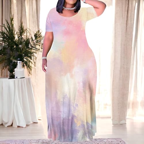 Image of Plus Size Maxi Dresses for Curvy Women T-Shirt Summer Sun Dresses Loose Fit