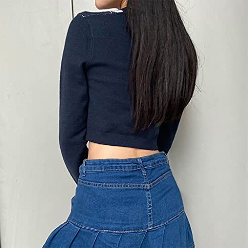 Womens Sweaters,Women for Sweater Coat Contrast Color Argyle Print Knit Cardigan V-Neck Button Down Long Sleeve Crop2